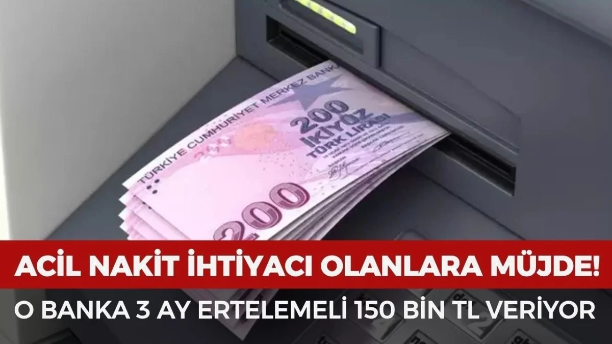 Acil Nakit Arayanlara Müjde! 150 Bin TL Kredi İçin 3 Ay Ödemesiz Fırsat - Ekonomi Haberleri